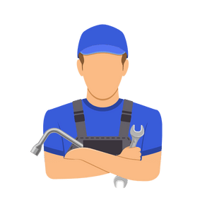 graphic of a technician holding tools in hands with arms crossed