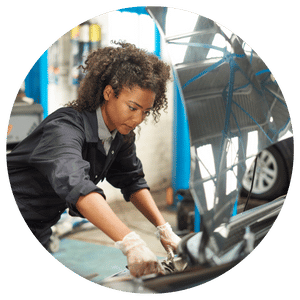 auto repair technician working on car 